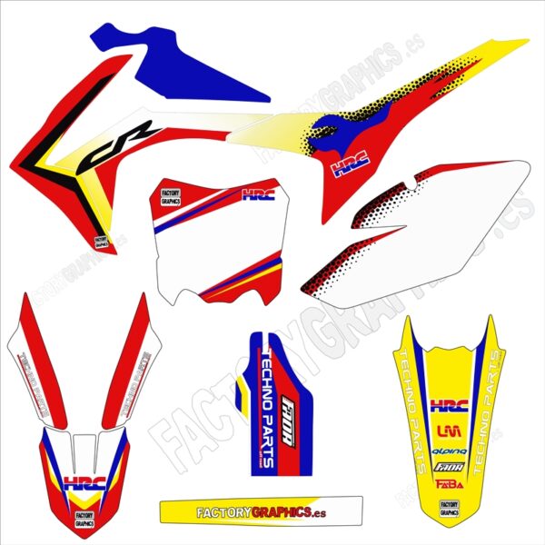 Kit adhesivos Honda amarillo azul rojo